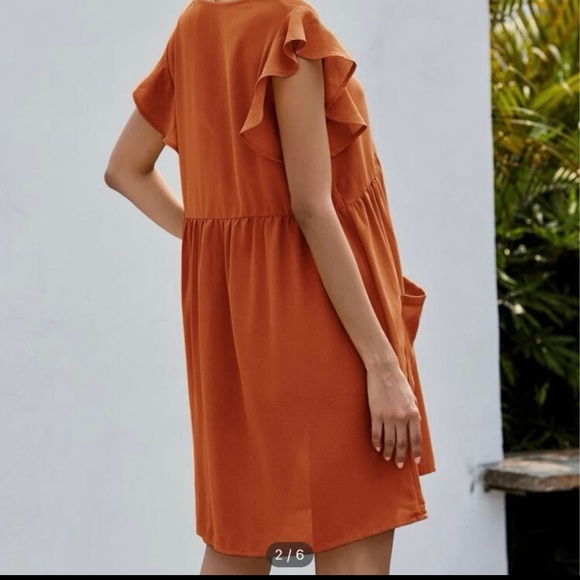 SHEIN Orange Flowy Button Up Dress Size Large - Picture 2 of 5